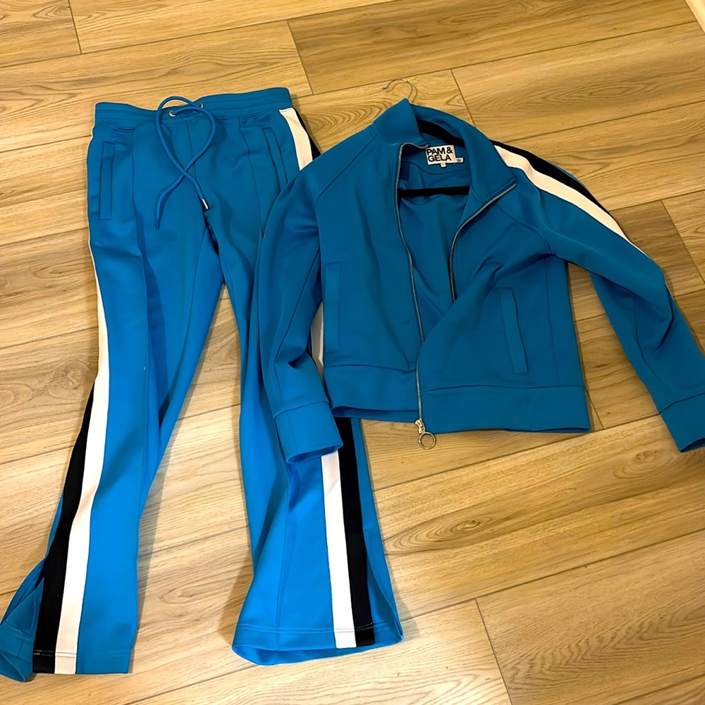 PAM & GELA Top Zip bomber jacket and wide leg pants track suite